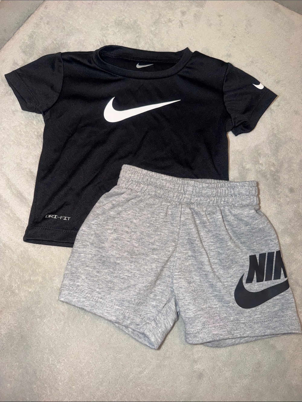 Nike Black Tee and Light Gray Logo Shorts - Kids